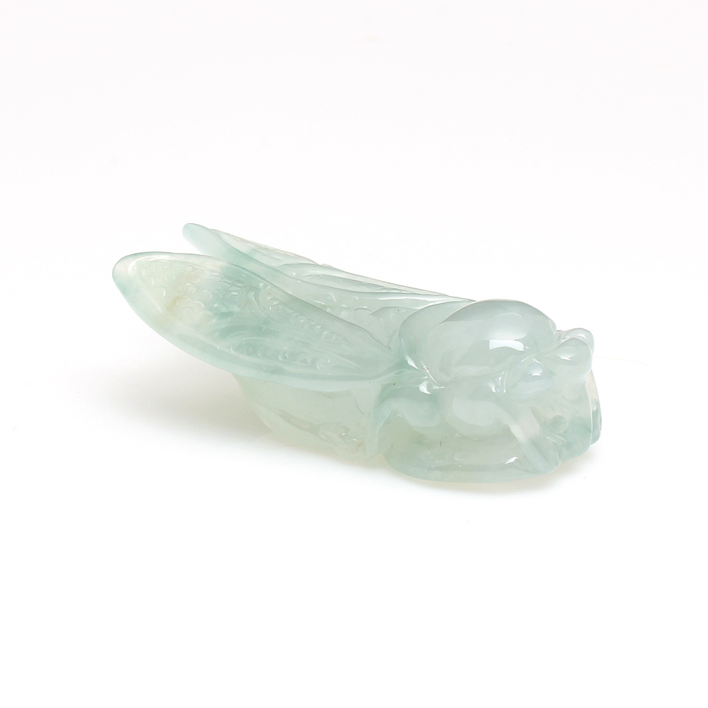 【雅紅珠寶】一鳴驚人天然淡綠翡翠玉項鍊-蟬-N0305