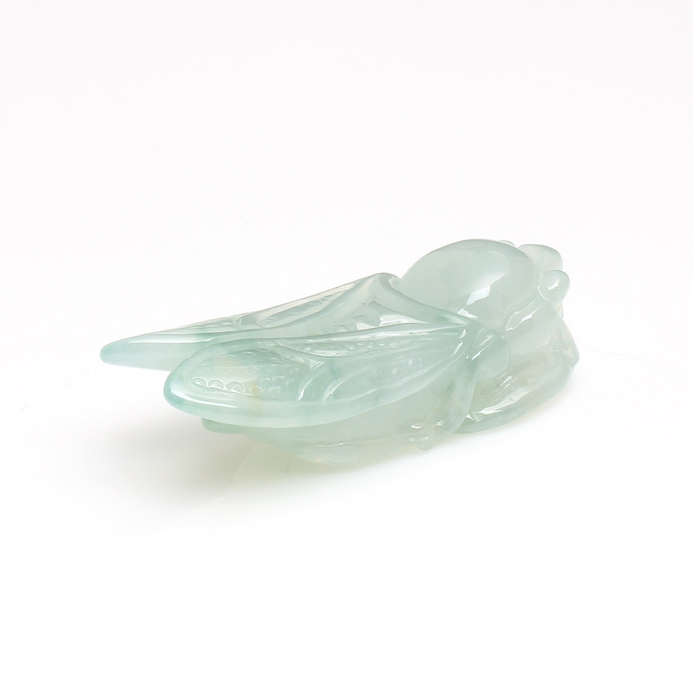 一鳴驚人天然淡綠翡翠玉項鍊-蟬-雅紅珠寶