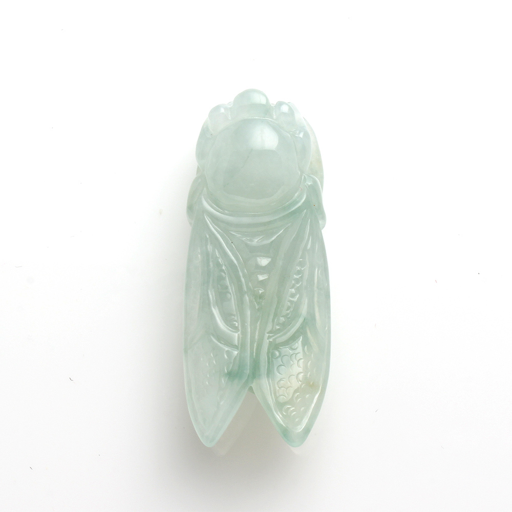 一鳴驚人天然淡綠翡翠玉項鍊-蟬-雅紅珠寶