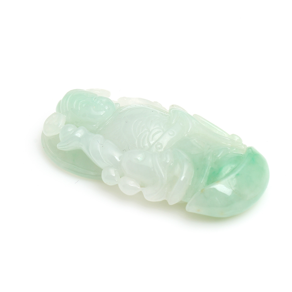 財神爺天然冰糯種綠翡翠玉墜項鍊-雅紅珠寶