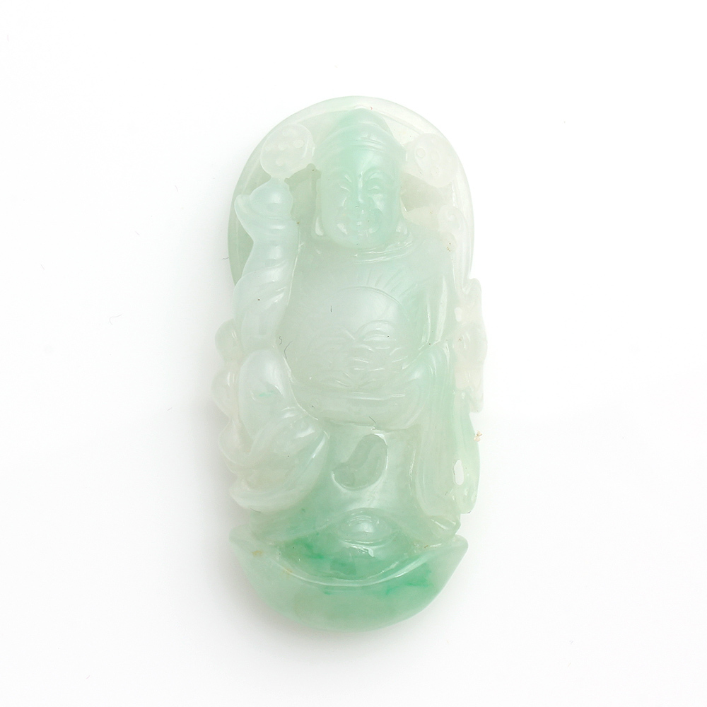 財神爺天然冰糯種綠翡翠玉墜項鍊-雅紅珠寶