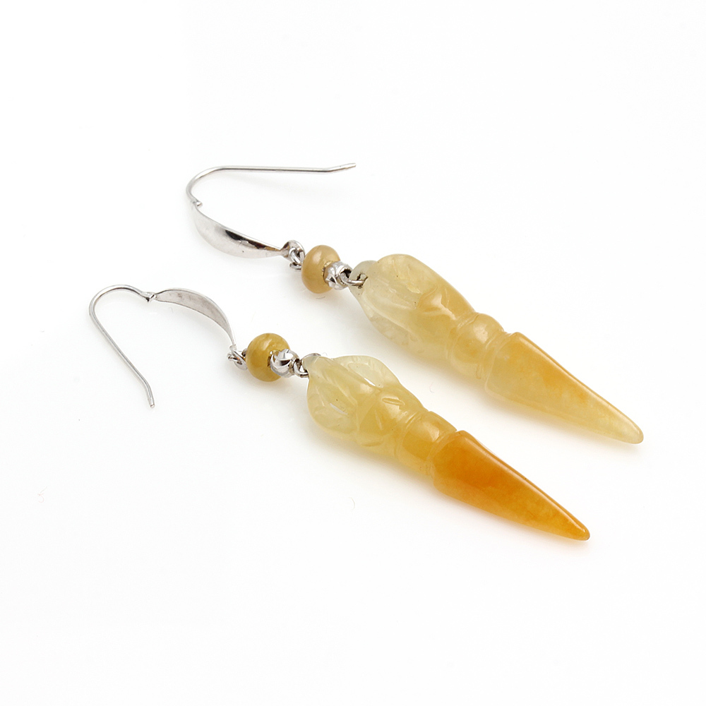 【雅紅珠寶】金剛杵天然冰種黃翡翠耳環-E0050