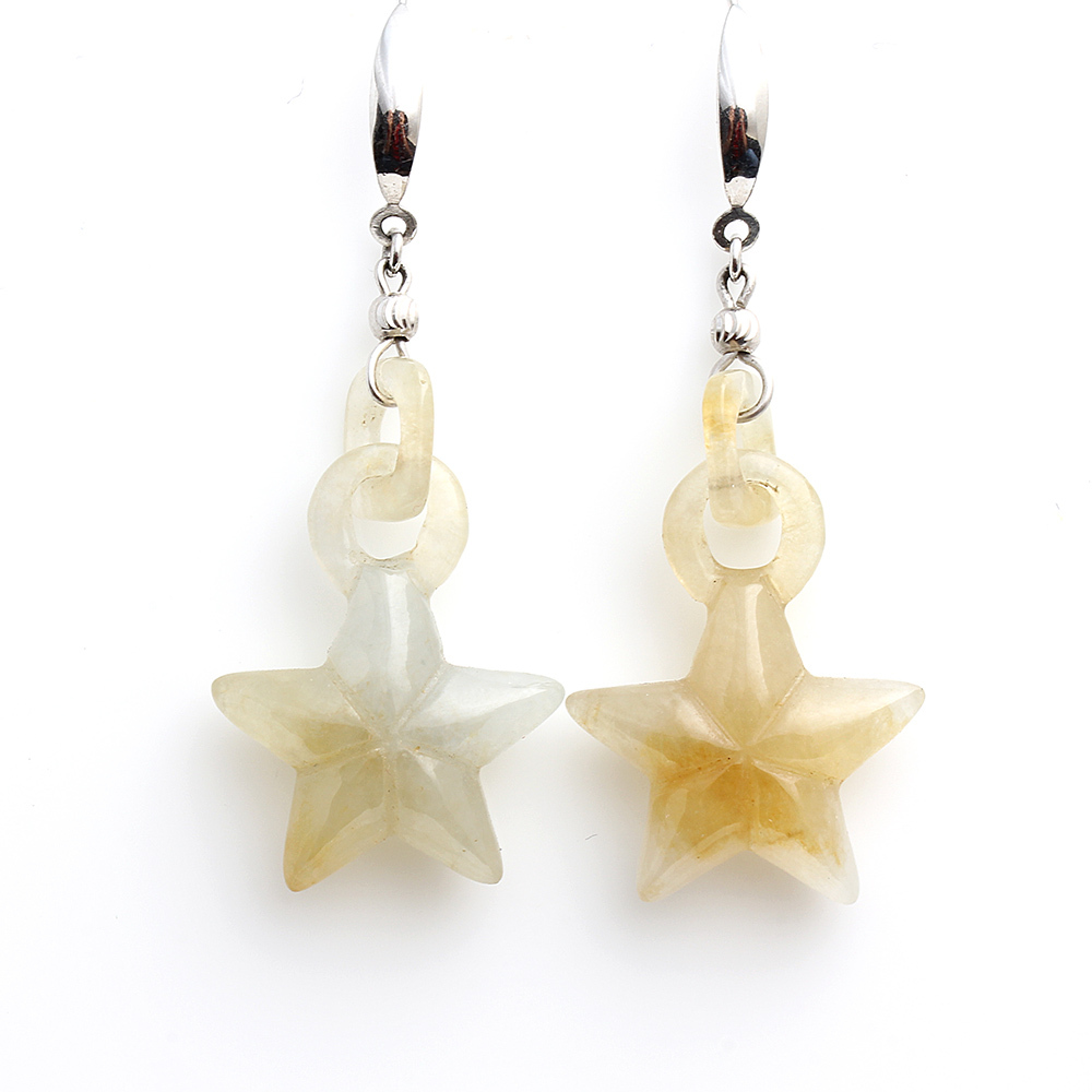 【雅紅珠寶】星光閃耀天然冰種黃翡翠耳環-E0051