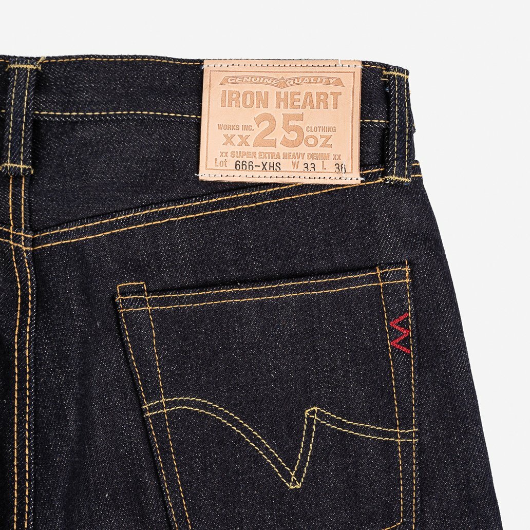 IRON HEART IH-666-XHS 25oz Selvedge Denim Slim Straight Cut Jeans - Indigo