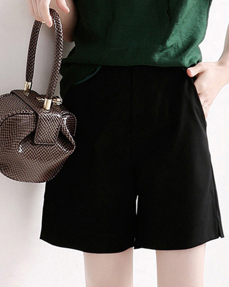 黑M【零碼出清不退換】打褶直筒休閒短褲