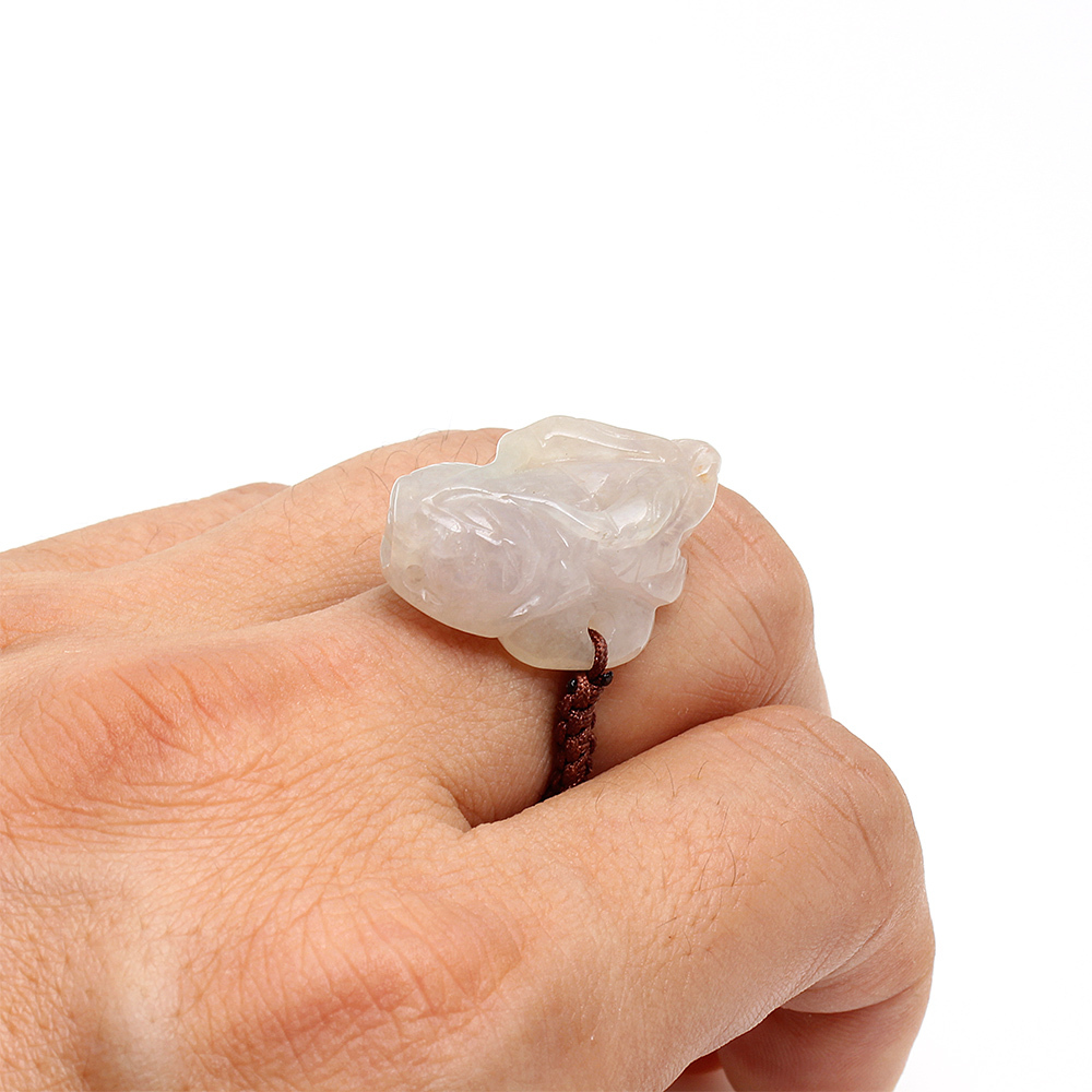 天然冰糯種紫蘿蘭翡翠貔貅戒指-#12-雅紅珠寶