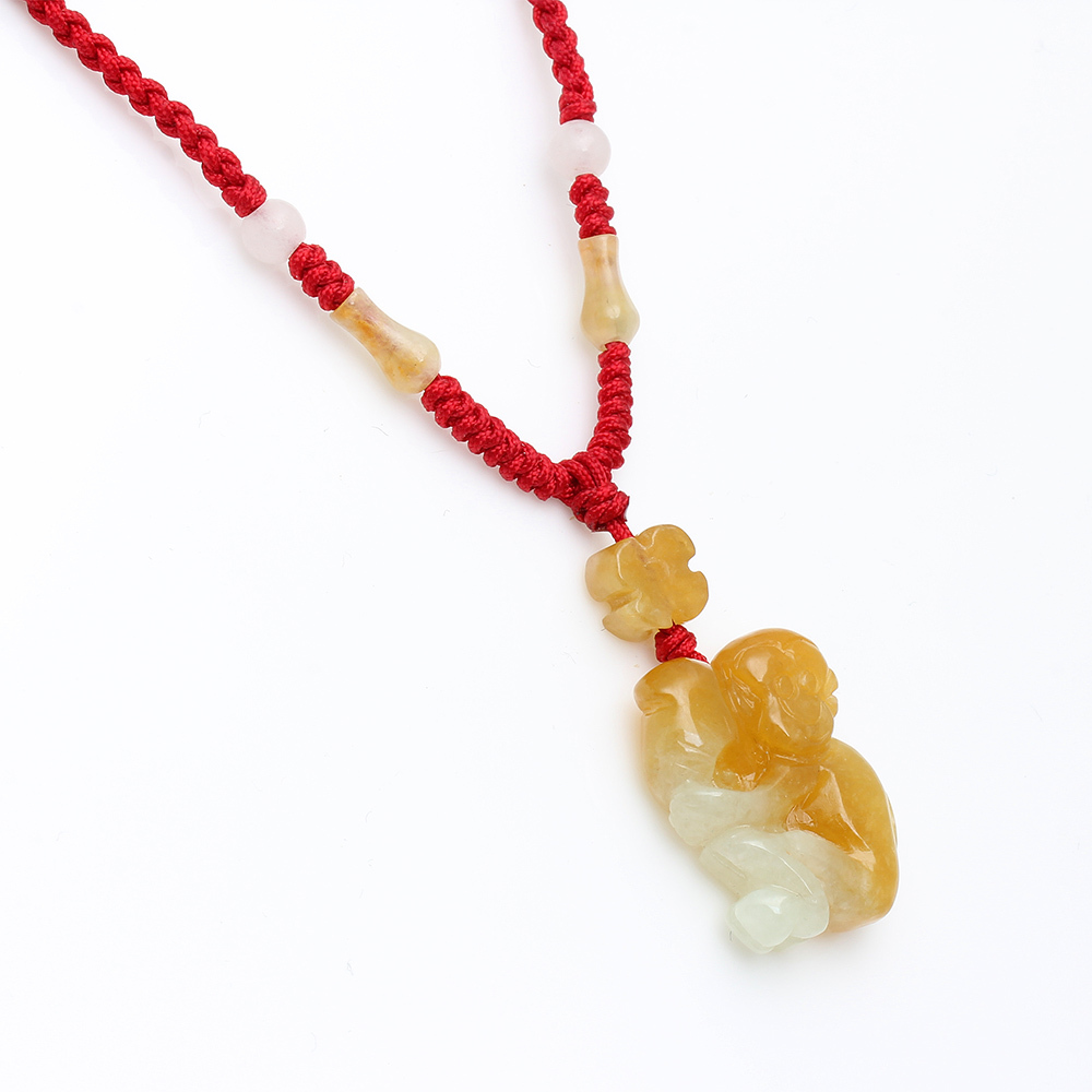 猴靈猴現天然黃翡翠玉墜項鍊-十二生肖-猴-雅紅珠寶