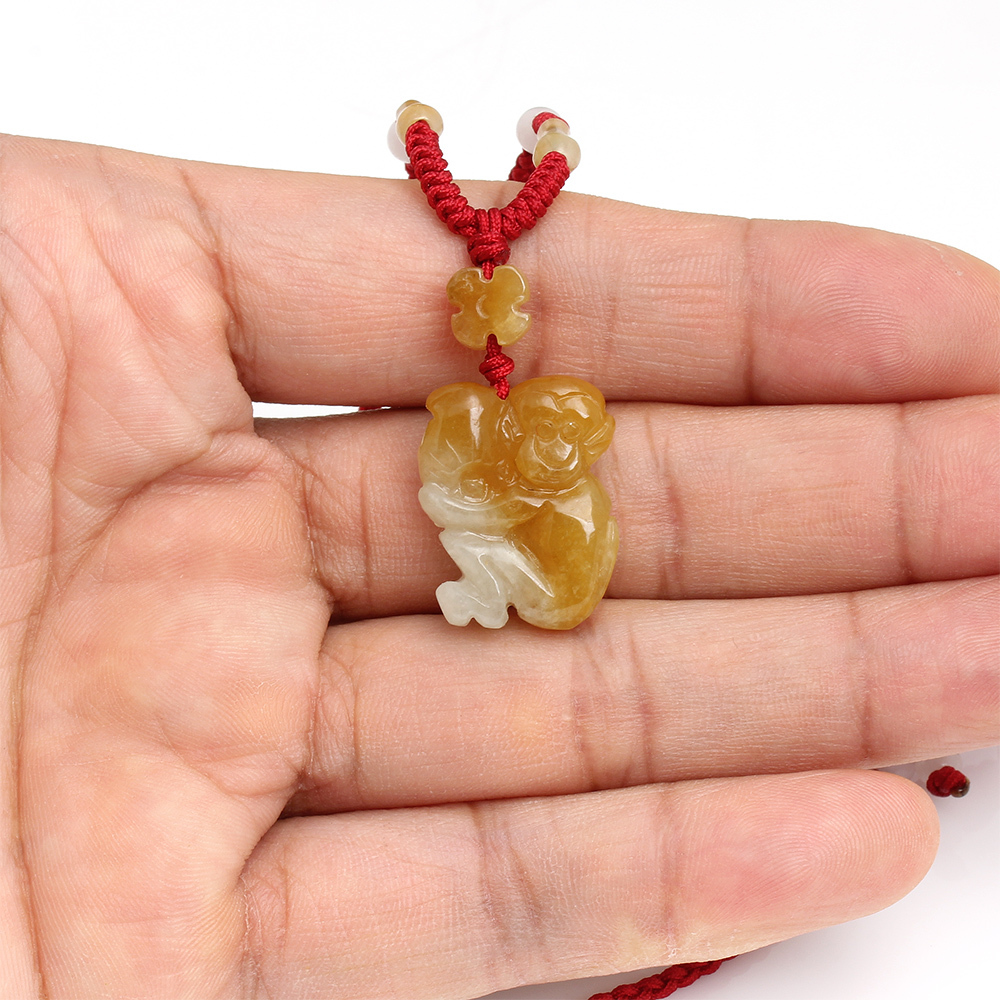 猴靈猴現天然黃翡翠玉墜項鍊-十二生肖-猴-雅紅珠寶