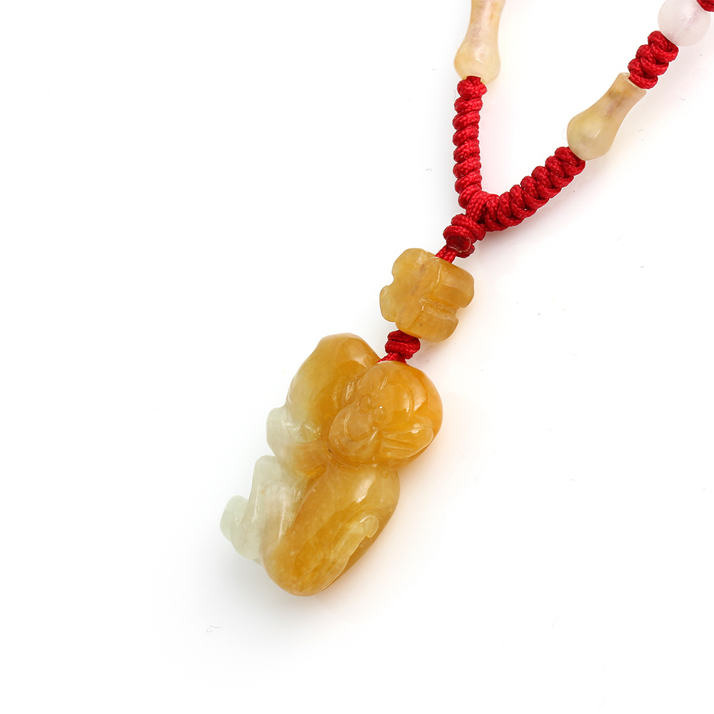 猴靈猴現天然黃翡翠玉墜項鍊-十二生肖-猴-雅紅珠寶