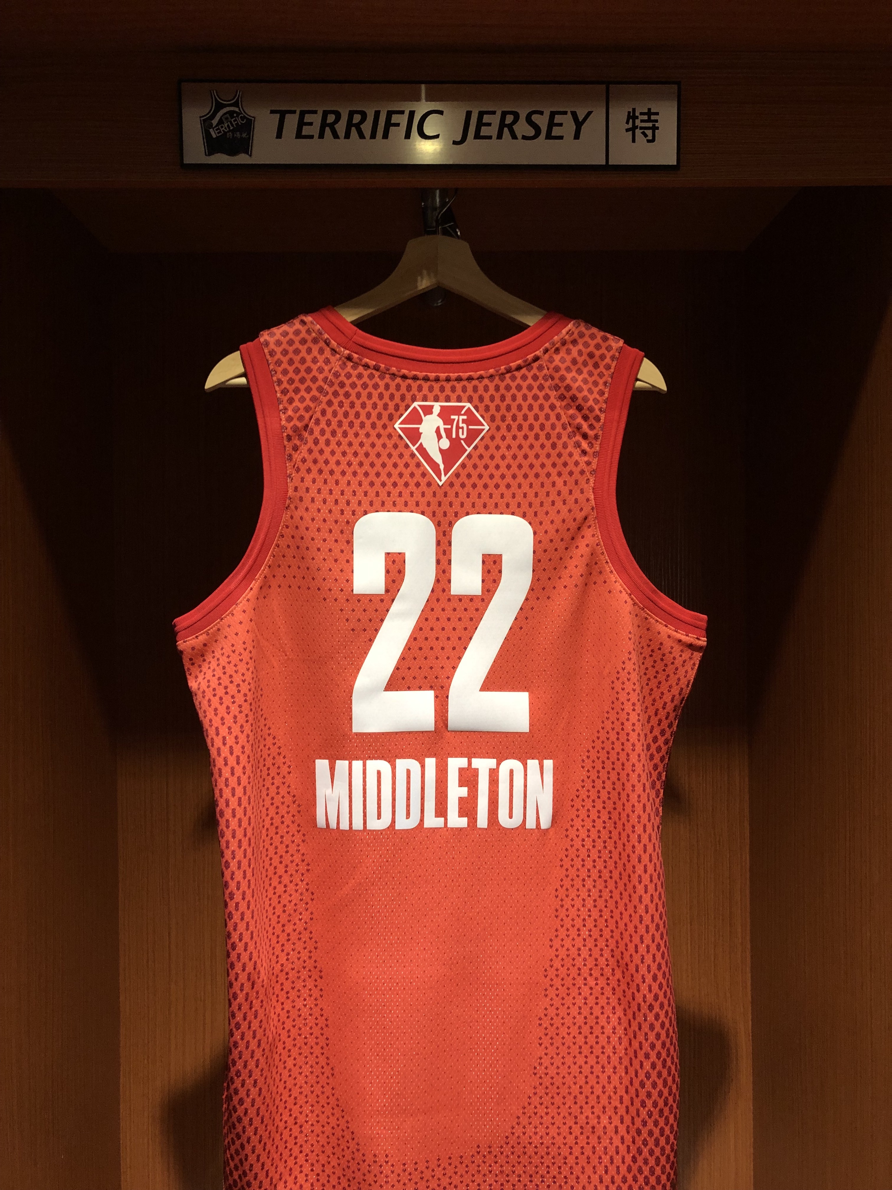 NBA球衣 Khris Middleton 21-22 明星賽 紅 75周年 鑽石標 All Star Jordan Swingman 球迷版 熱轉印 全新