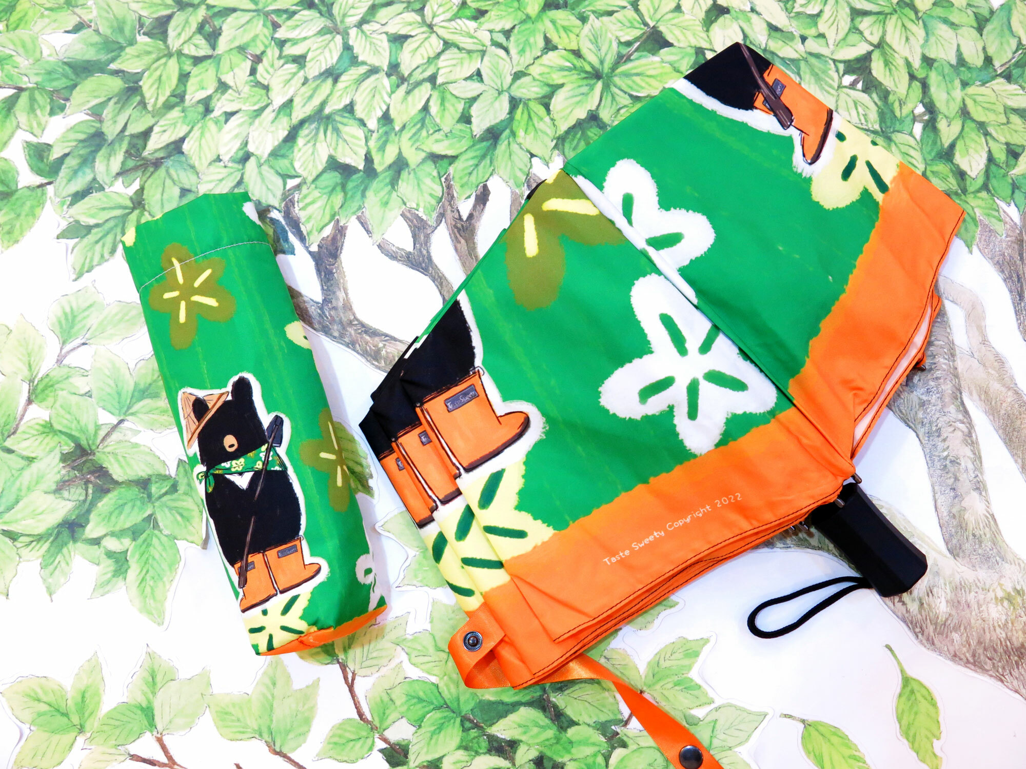 花布農作熊晴雨三折傘