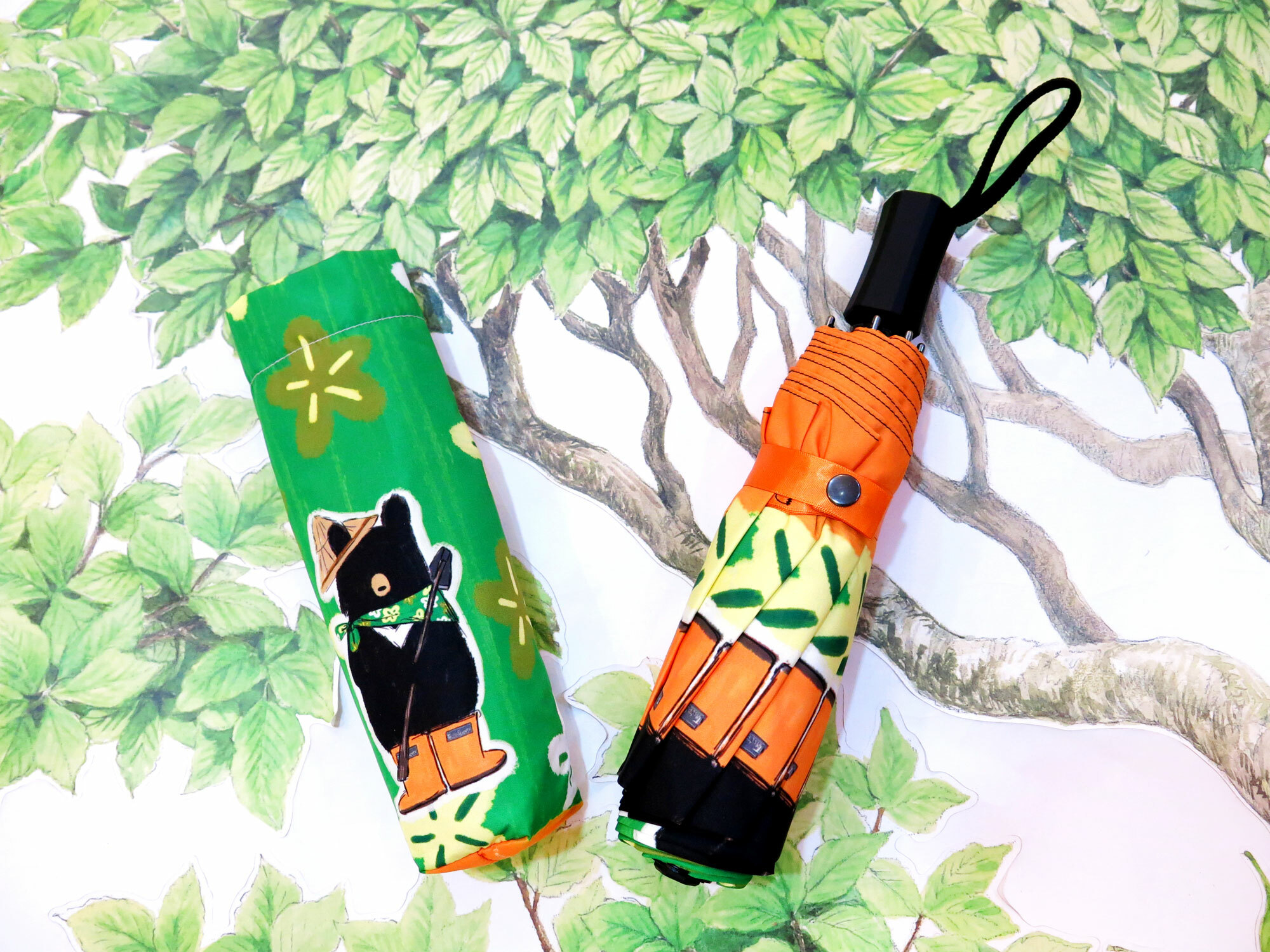 花布農作熊晴雨三折傘