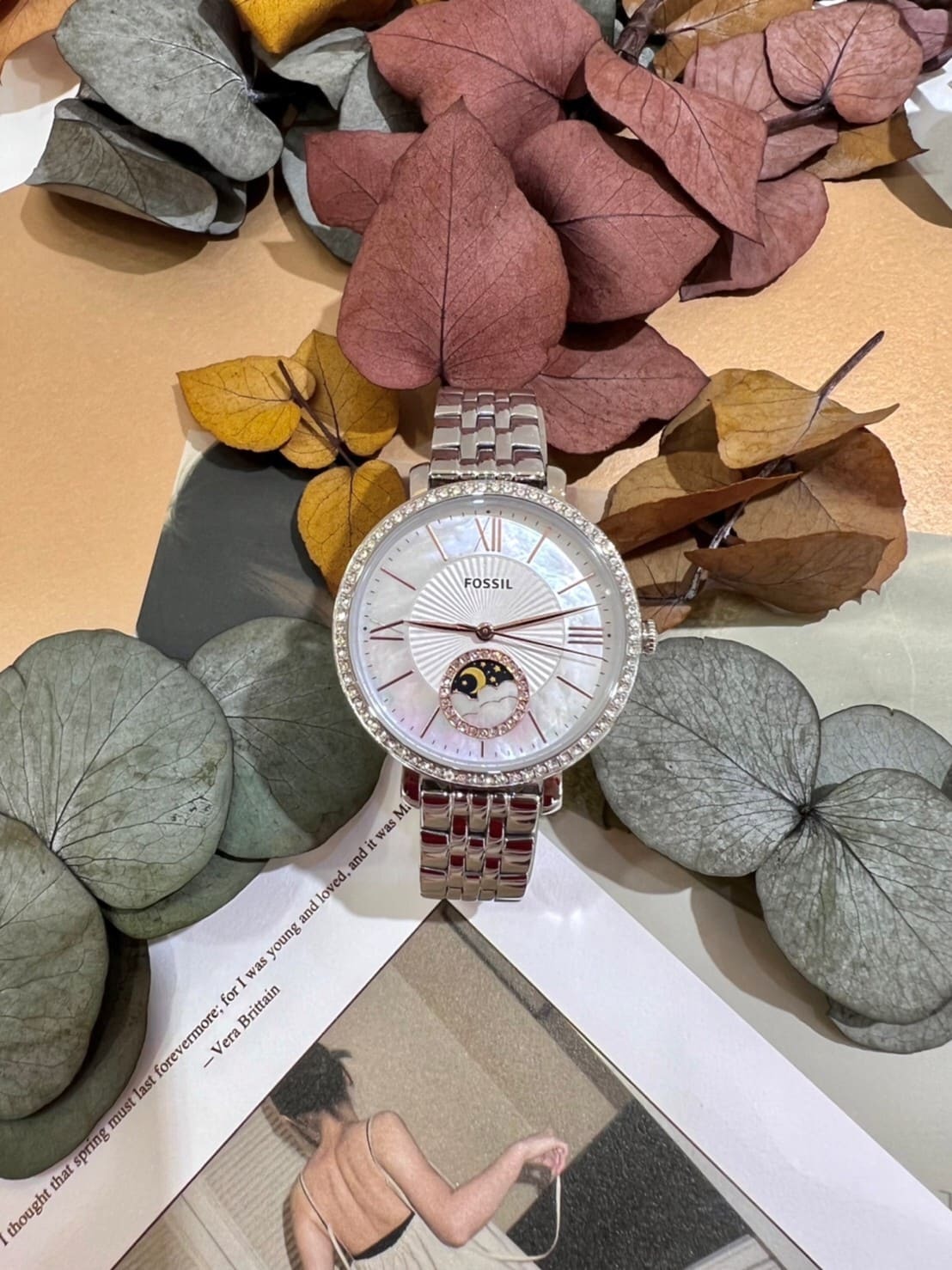 【FOSSIL】古典晶鑽日月相腕錶 ES5164  36mm  現代鐘錶