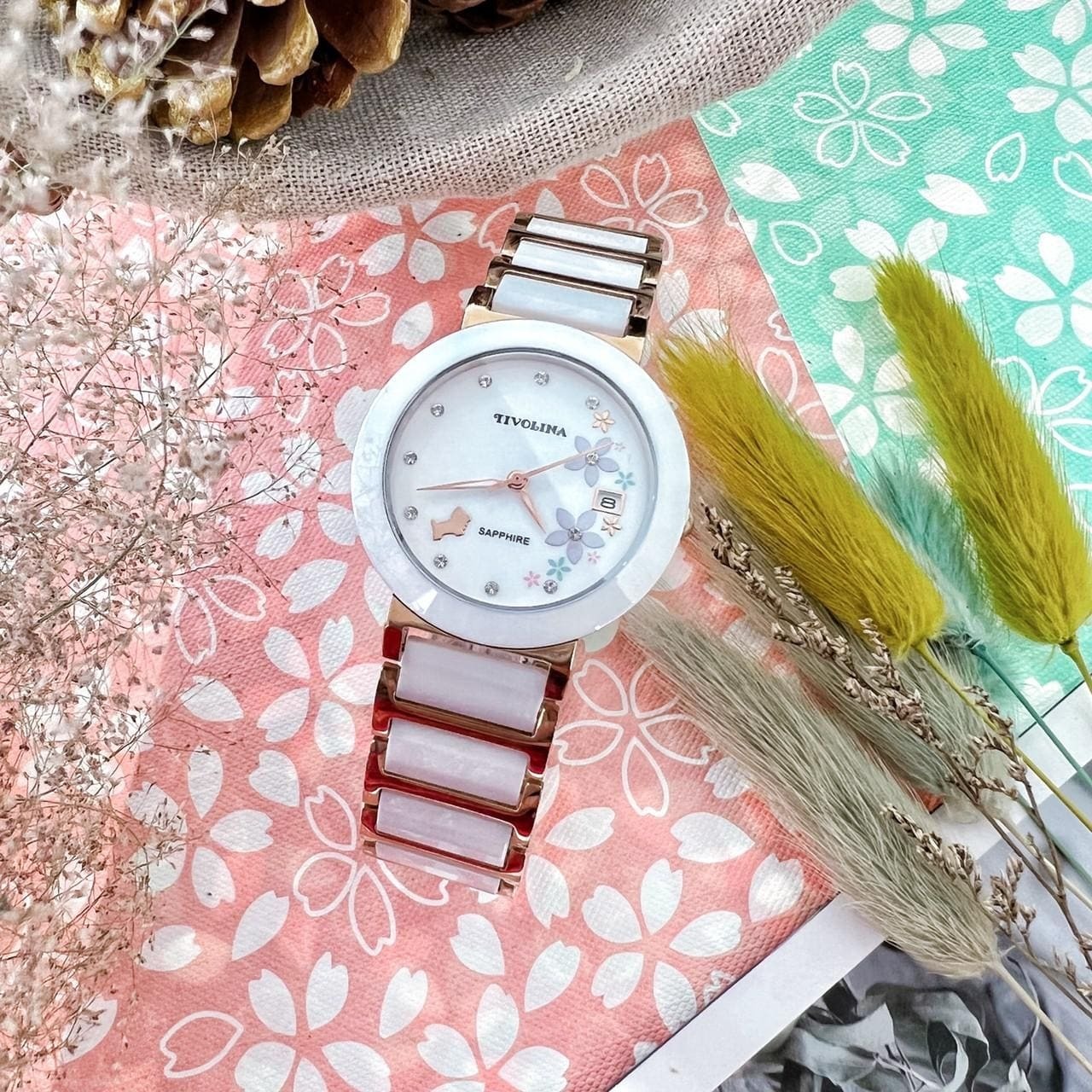 【TIVOLINA 小紅帽】花漾年華半陶瓷腕錶 MAT3673-WP 34mm  現代鐘錶
