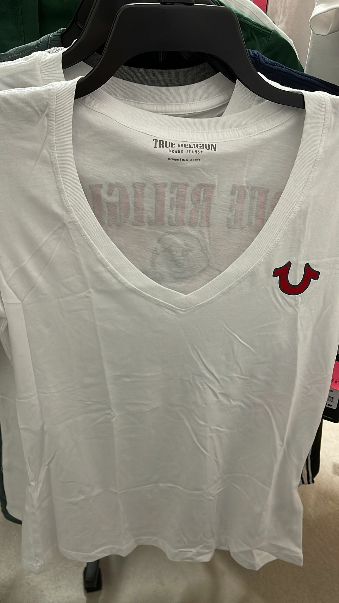 [S] TRUE RELIGION BUDDHA DEEP V TEE M WHITE , 203983-WHITE [FINAL SALE]  (STR18)