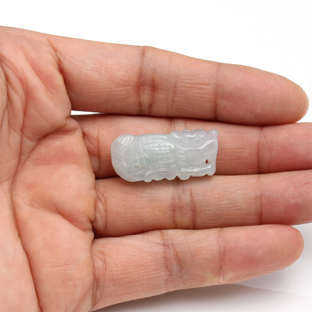 【雅紅珠寶】龍馬精神天然冰糯種白翡翠玉墜項鍊-十二生肖-龍-N0311