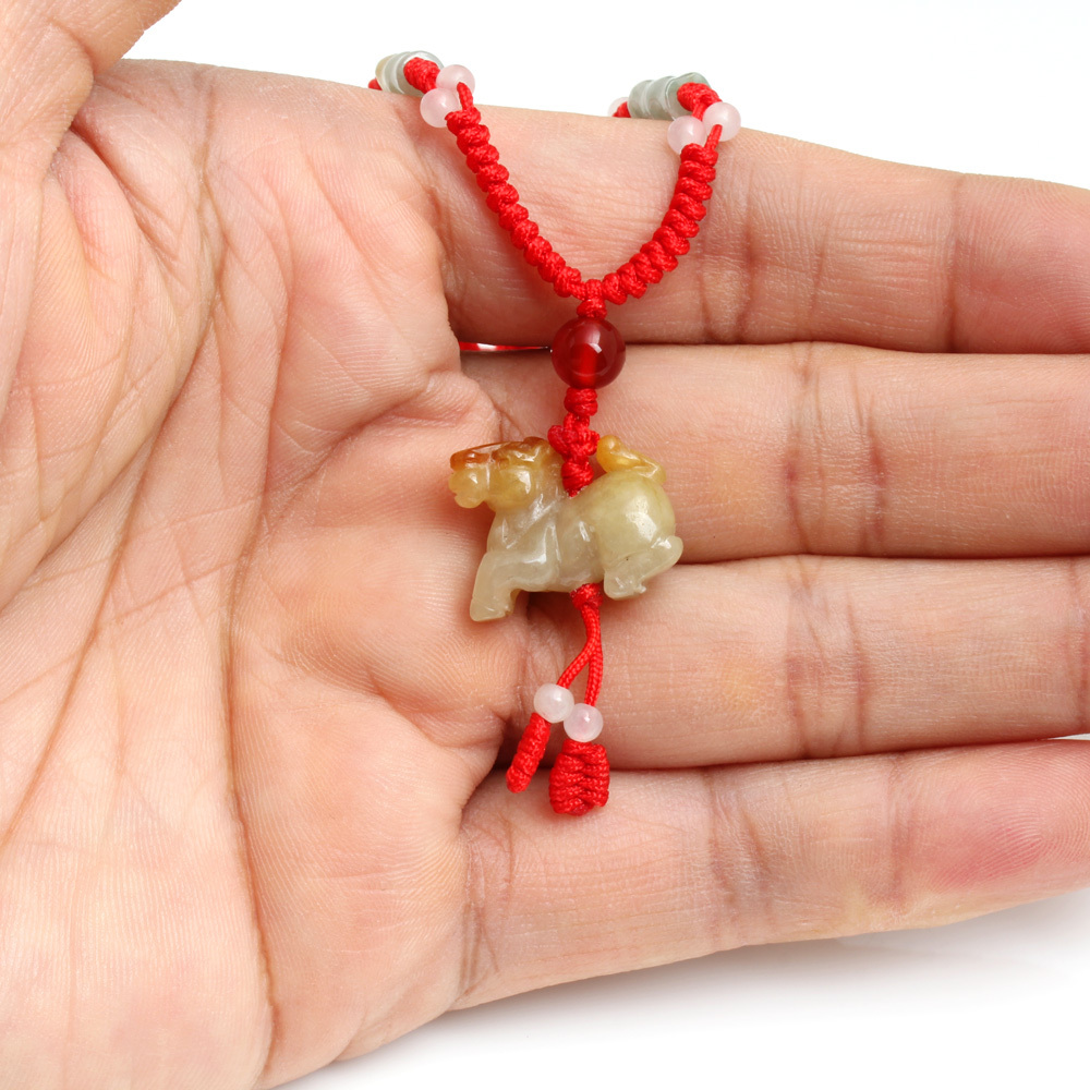 【雅紅珠寶】一馬當先天然紅翡翠玉墜項鍊-十二生肖-馬-A0106