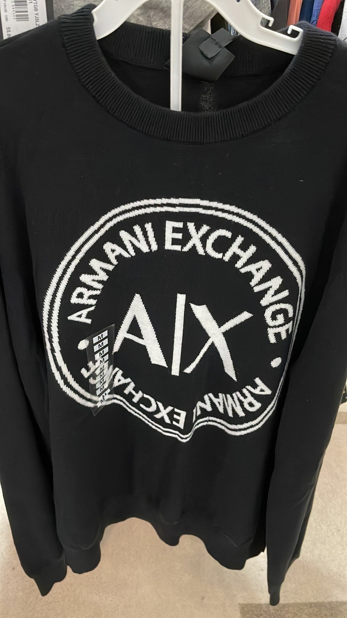 [S] ARMANI EXCHANGE BLACK LOGO M T-SHIRT, 7VZM1FZMU6Z-1200 (SAX14)