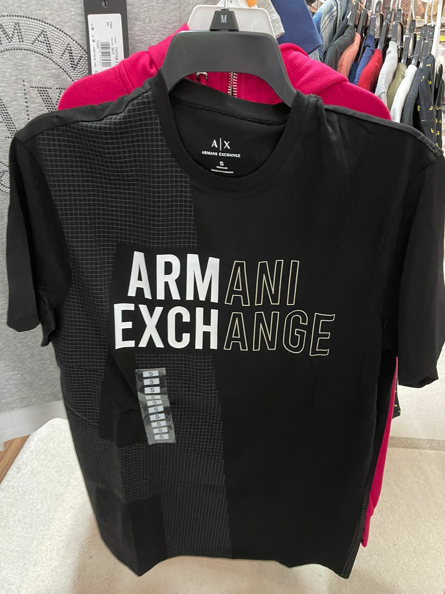 [S] ARMANI EXCHANGE BLACK PRINTED S T-SHIRT, 6KZTFCZJH4Z-1200 (SAX16)