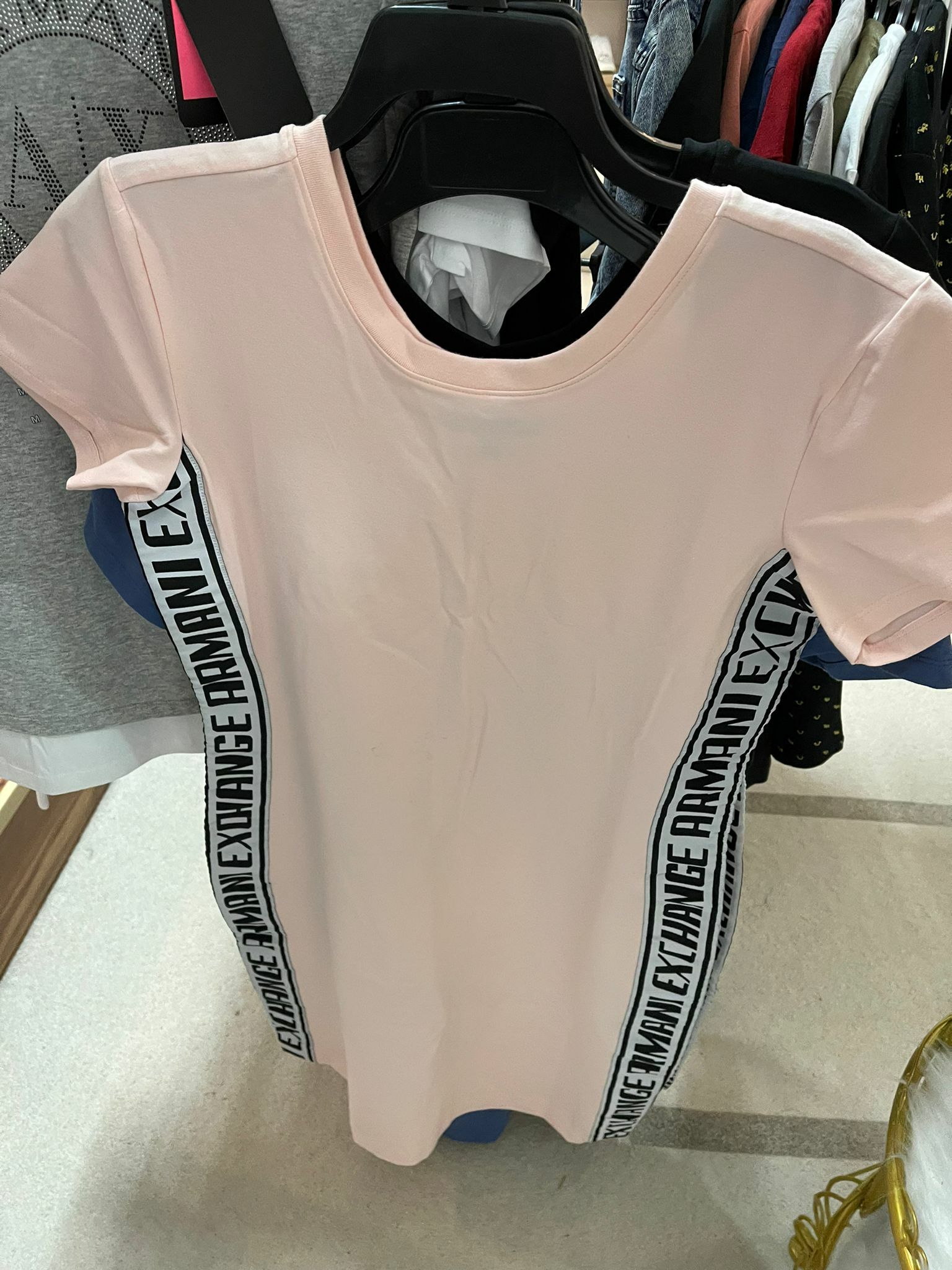 [S] ARMANI EXCHANGE PINK PRINTED L DRESS, 7VYABNYJ1ZZ-1475 (SAX18)