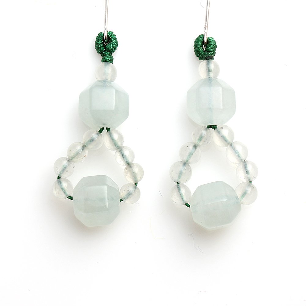 錢賺錢天然冰種白翡翠耳環-雅紅珠寶