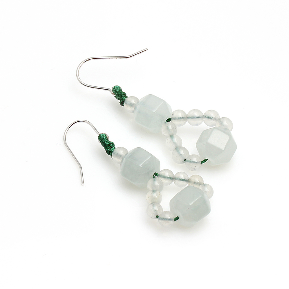 錢賺錢天然冰種白翡翠耳環-雅紅珠寶