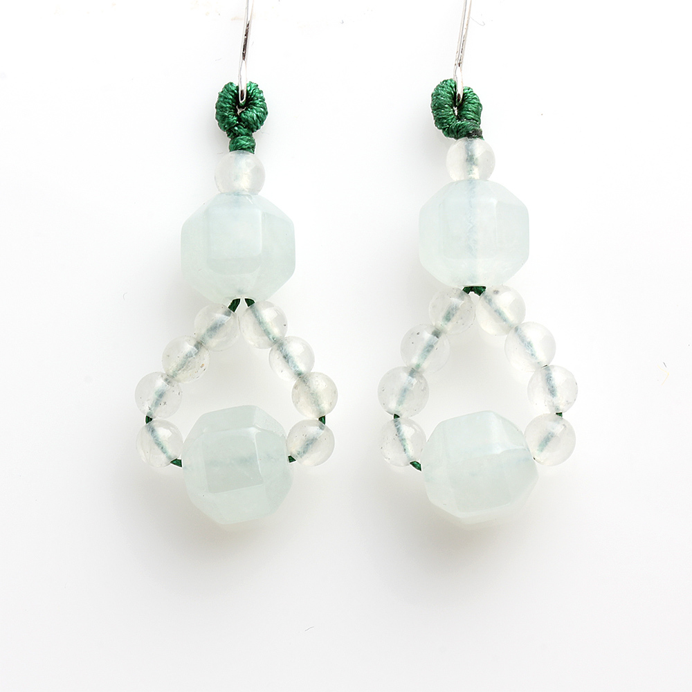 錢賺錢天然冰種白翡翠耳環-雅紅珠寶