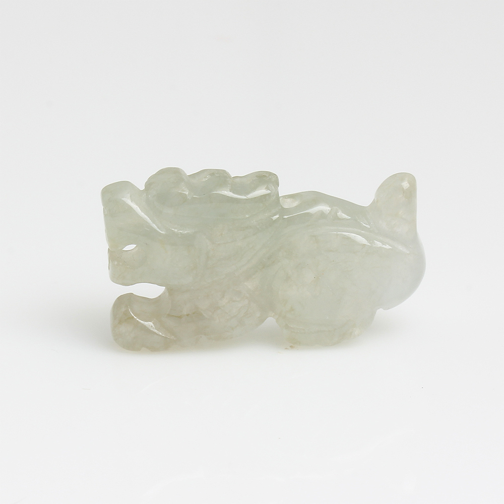 【雅紅珠寶】風虎雲龍天然冰種白翡翠玉墜項鍊-十二生肖-龍-A0108