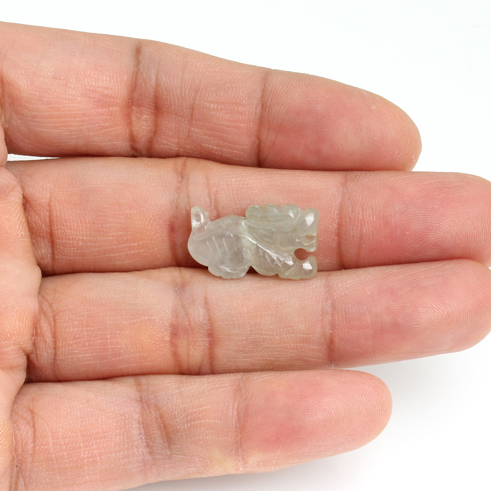 【雅紅珠寶】風虎雲龍天然冰種白翡翠玉墜項鍊-十二生肖-龍-A0108