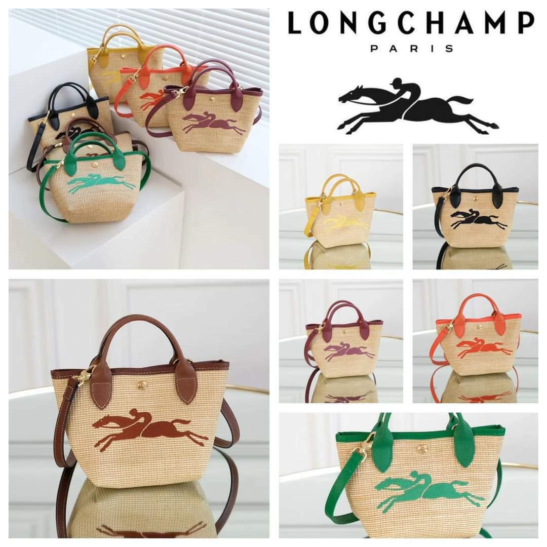 LONGCHAMP戰馬草編織手提袋