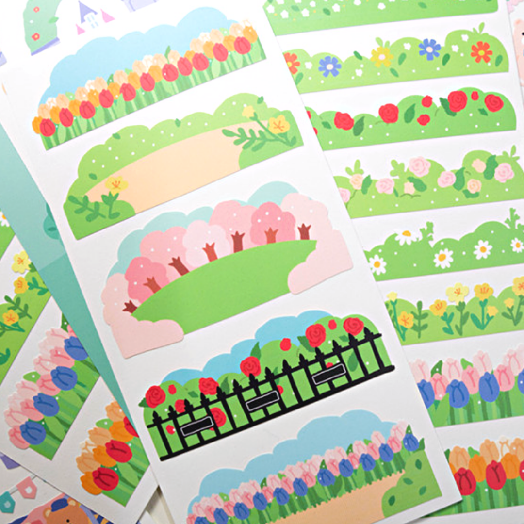 Khakiz Sticker－Spring Flower Background Series (Korean Stationery Brand)