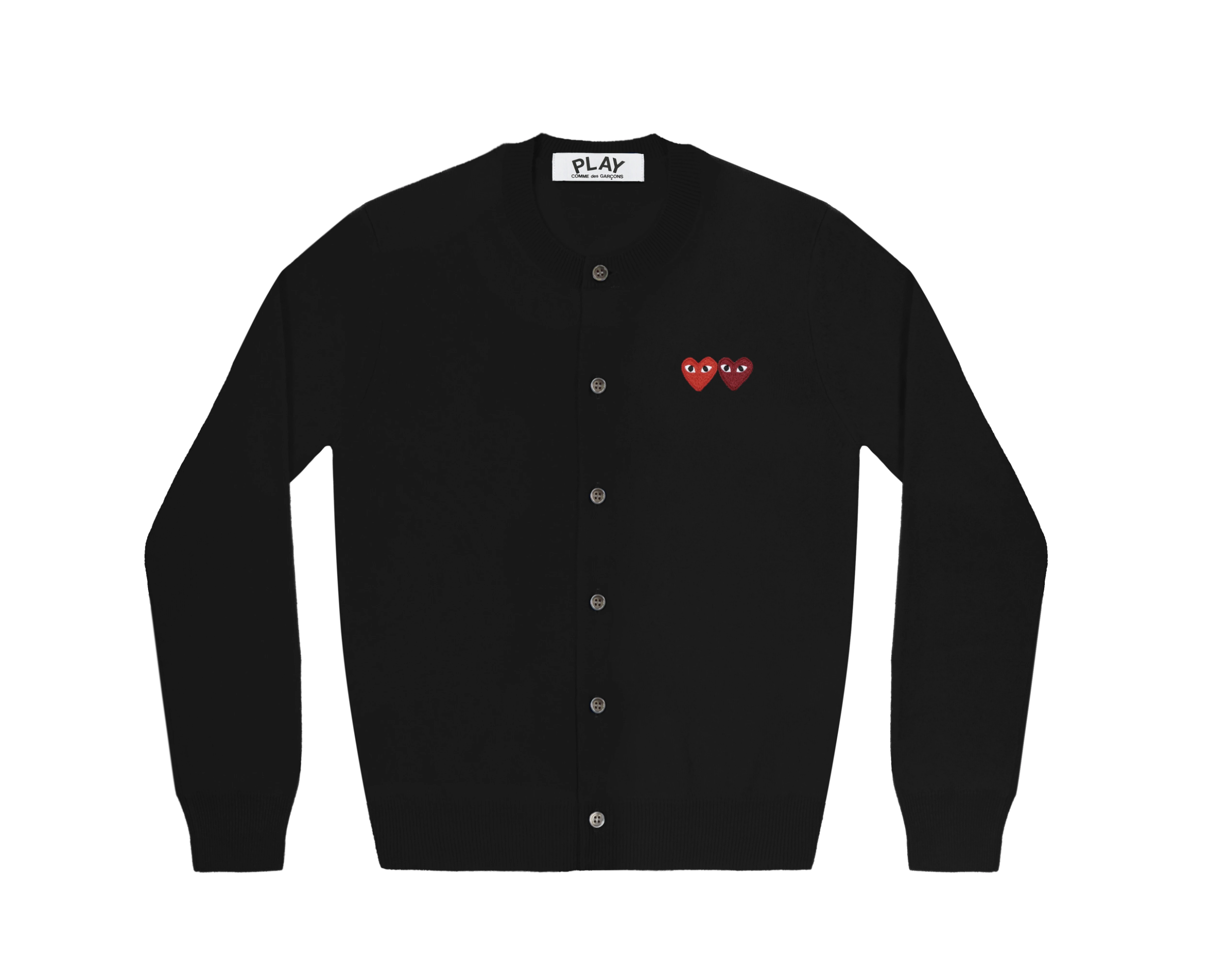PLAY COMME des GARÇONS DOUBLE HEART LADIE'S CARDIGAN (BLACK)