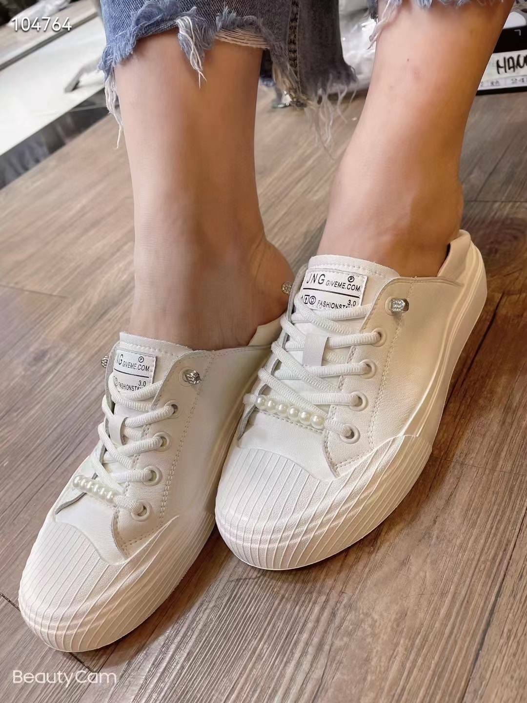 優雅小珍珠牛皮懶人鞋