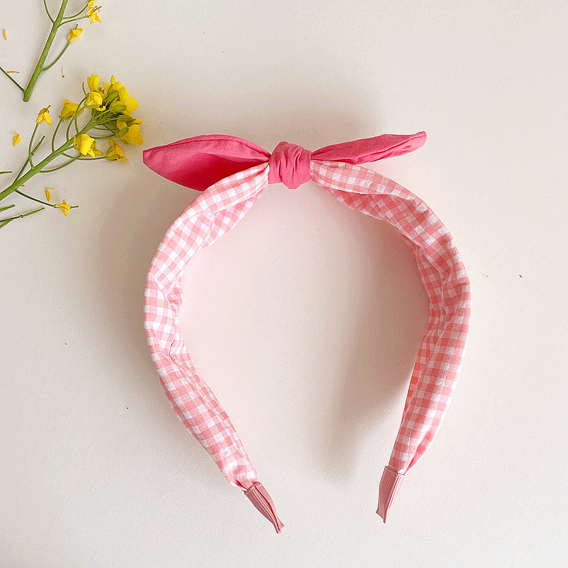 奶油糖果色拼接兔耳朵髮箍