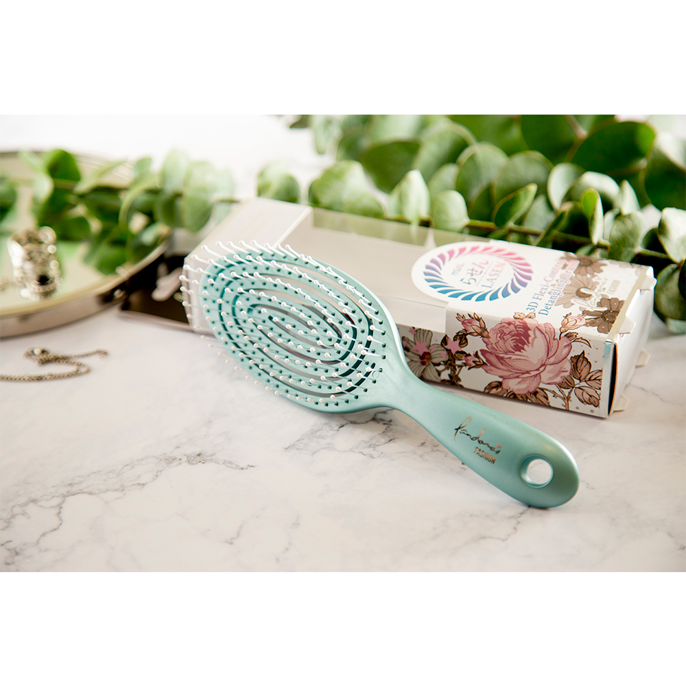 Mini Lasen 3D 彈性抗糾結梳 (冰河藍)