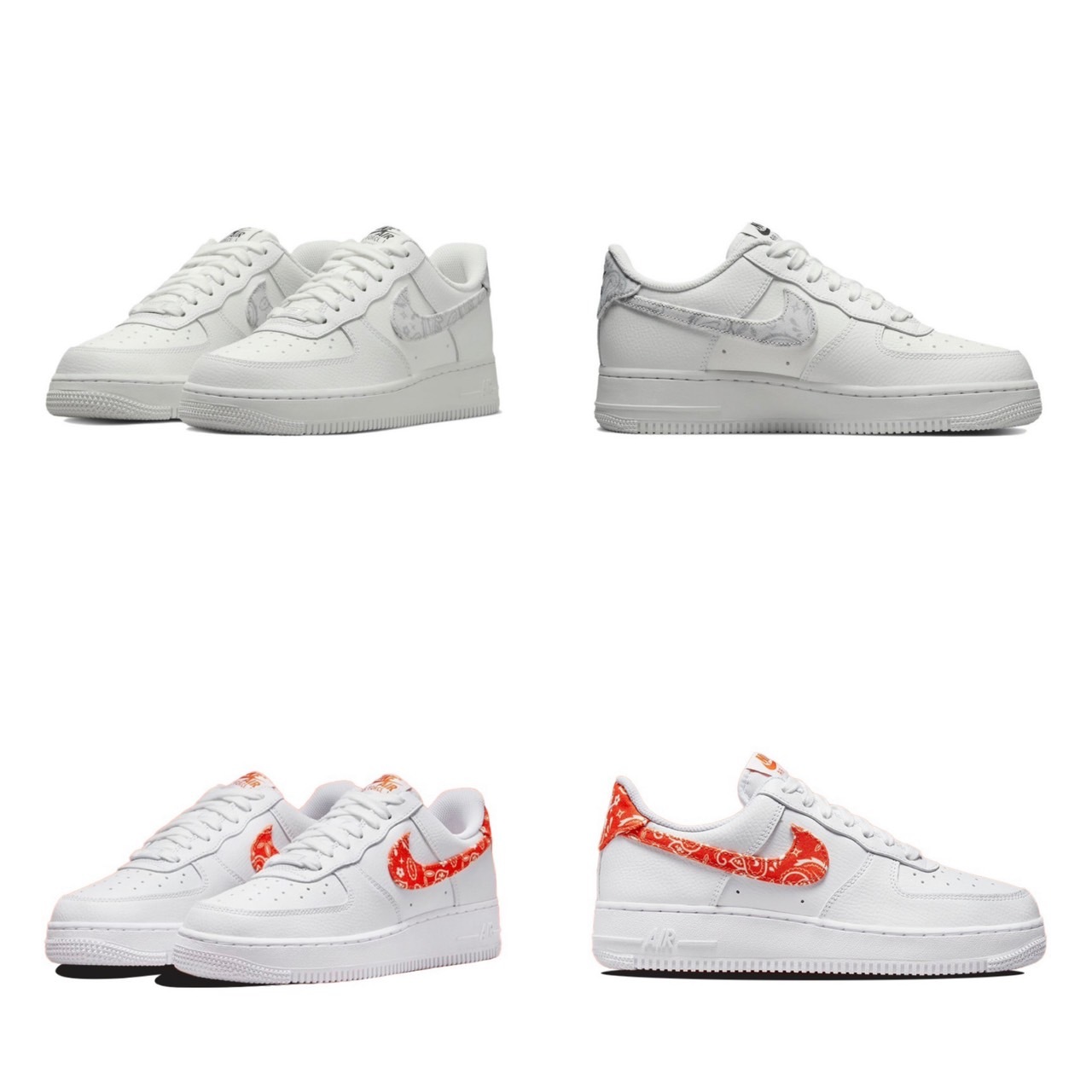 Nike Air Force Low "Paisley" 白橙 灰白 變形蟲 女款