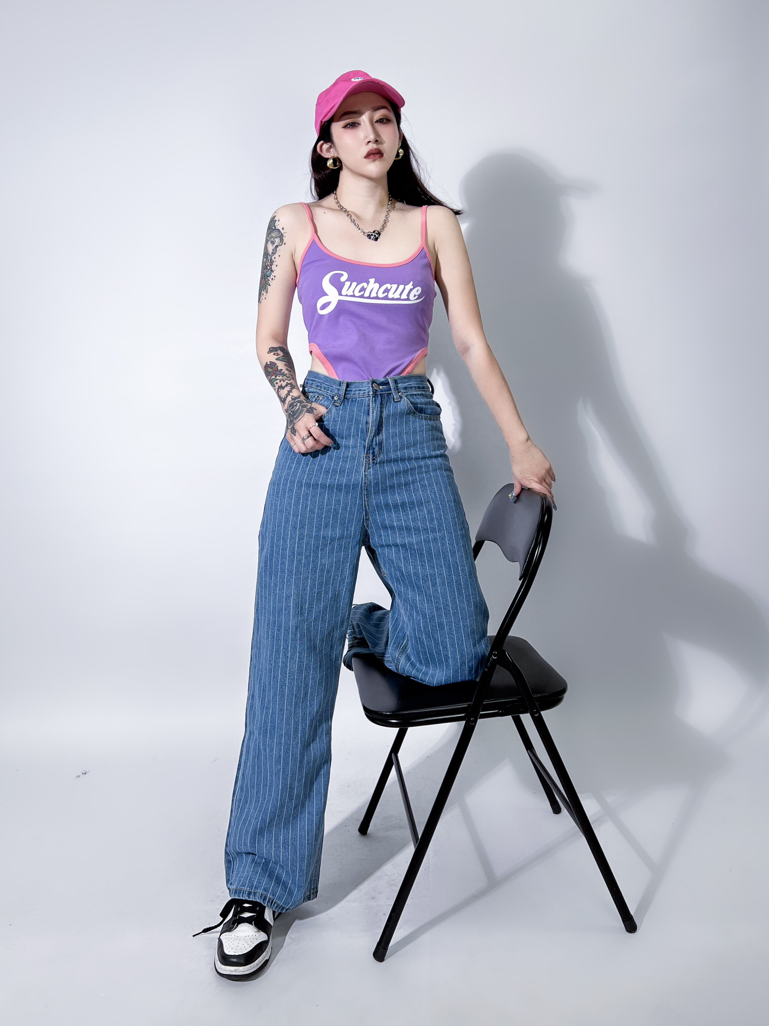 獨家款直條落地寬褲(24小時發貨)