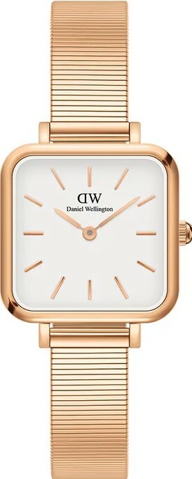 萬年鐘錶 - DW - Daniel Wellington   QUADRO STUDIO系列  錶徑 : 22x22mm 方形玫瑰金鋼琴錶帶女錶  DW00100517
