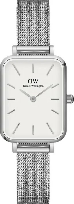 萬年鐘錶 - DW - Daniel Wellington  QUADRO PRESSED STERLING系列  錶徑 : 20x26mm 白面方形經典米蘭錶帶女錶  DW00100438