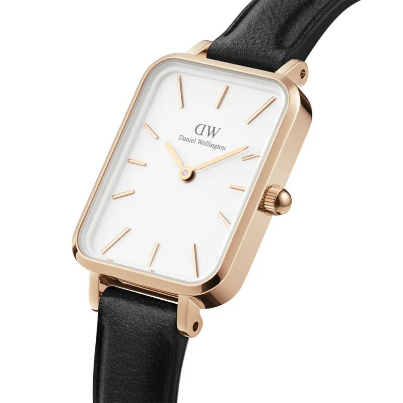 萬年鐘錶 - DW - Daniel Wellington  QUADRO PRESSED SHEFFIELD系列  錶徑 : 20x26mm 方形玫瑰金框經典皮革女錶  DW00100434