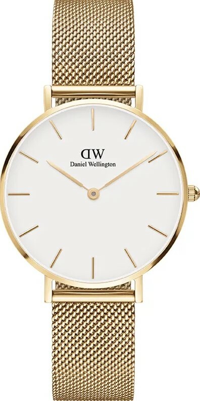 萬年鐘錶 - DW - Daniel Wellington  PETITE EVERGOLD系列 錶徑 : 32mm  白面金框米蘭錶帶女錶  DW00100348