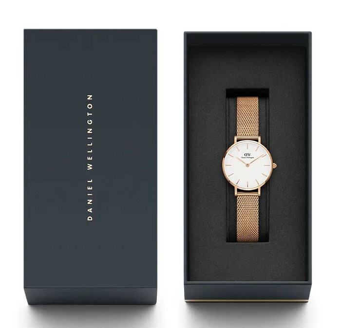 萬年鐘錶 - DW - Daniel Wellington  PETITE MELROSE系列 錶徑 : 28mm  白面玫瑰金框經典款米蘭錶帶女錶  DW00100219