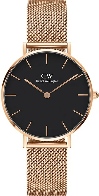 萬年鐘錶 - DW - Daniel Wellington  PETITE MELROSE系列 錶徑 : 32mm  黑面玫瑰金框米蘭錶帶女錶 DW00100161