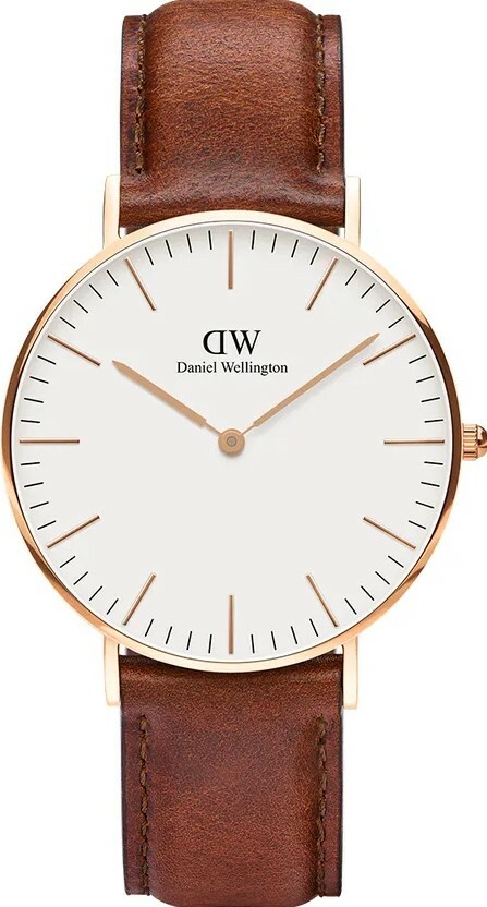 萬年鐘錶 - DW - Daniel Wellington  CLASSIC ST MAWES系列 錶徑 : 36mm 白面玫瑰金框皮革腕錶  DW00100035