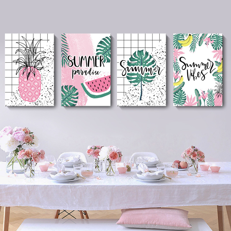 粉色夏季無框掛畫