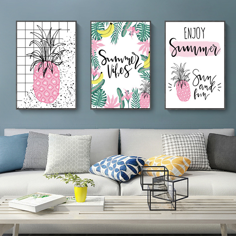 粉色夏季無框掛畫