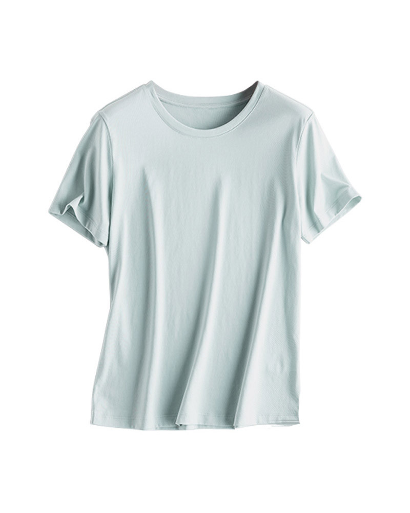 綠M【零碼出清不退換】純色圓領領柔棉上衣