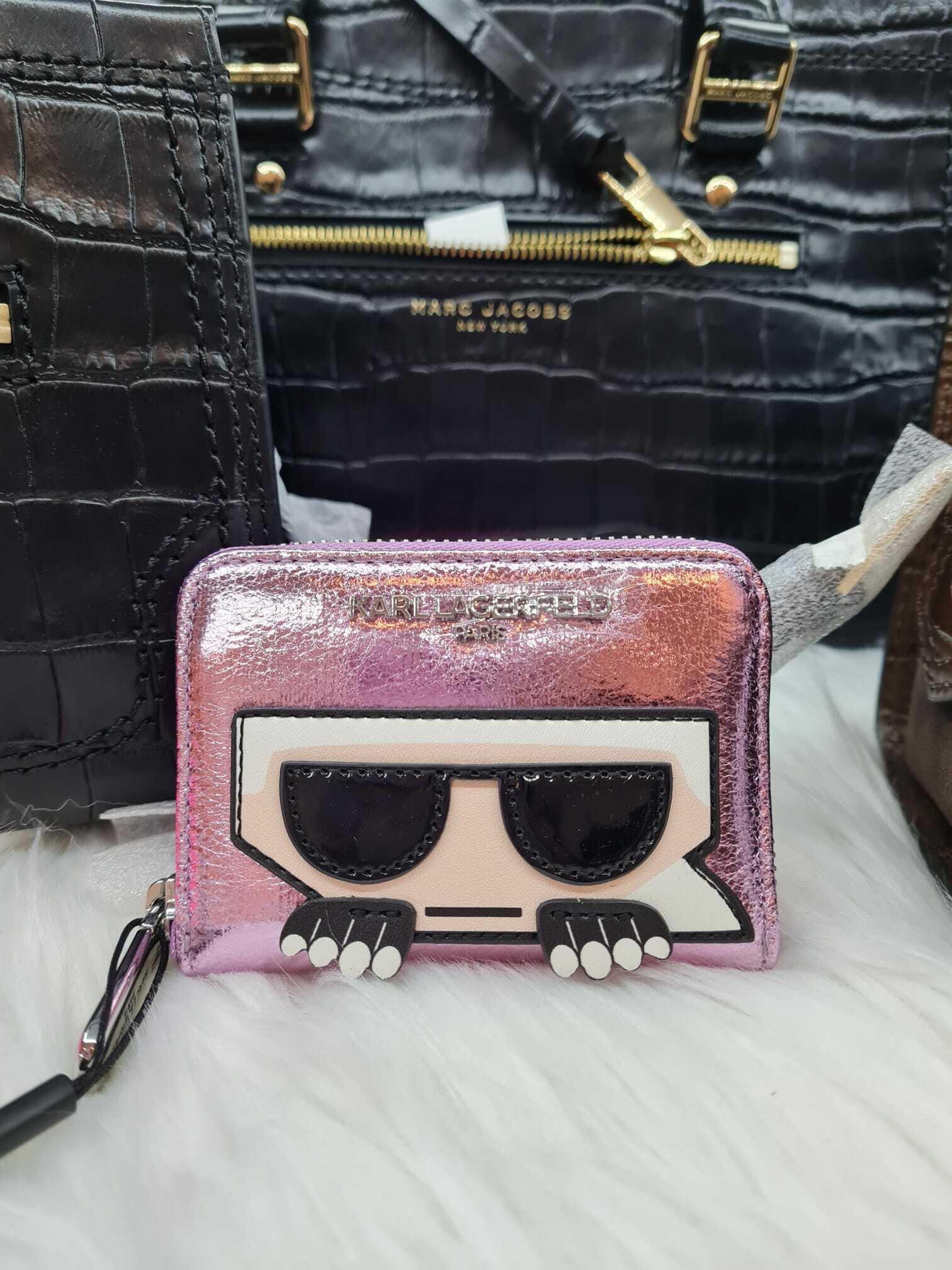 [S] KARL LAGERFELD PINK MAYBELLE CARD CASE, 194775562792 (KL642) [FINAL SALE]