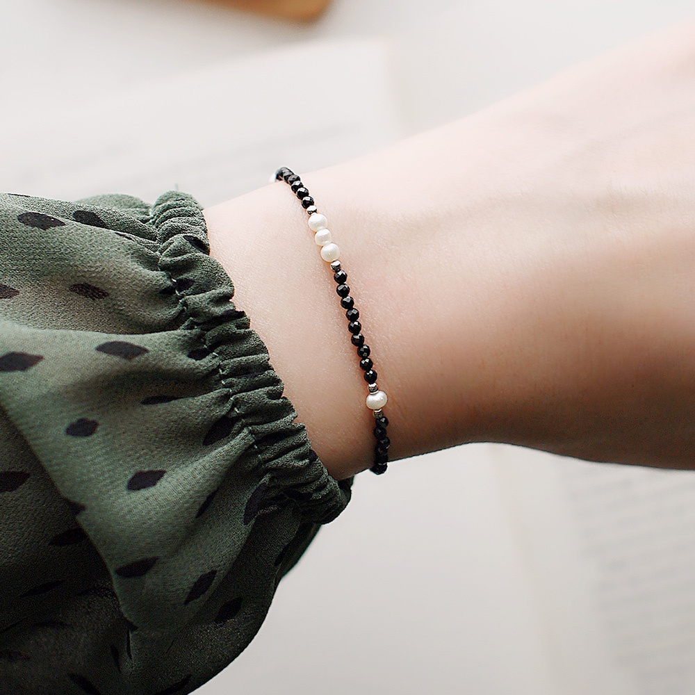 黑尖晶石圓舞曲純銀手鍊/SB017N | 能量水晶 個性 女生串珠手鏈 畢業禮物 七夕