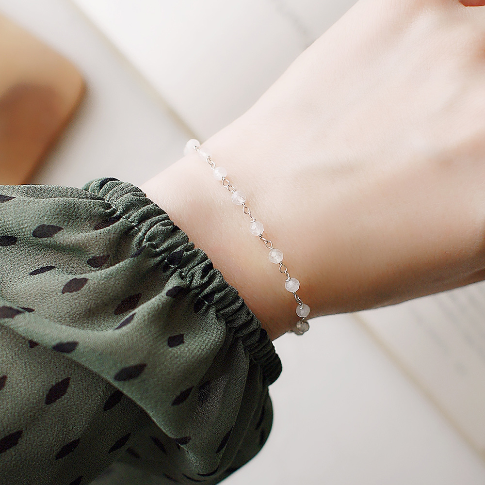 月光石珠簾純銀手鍊/SB018